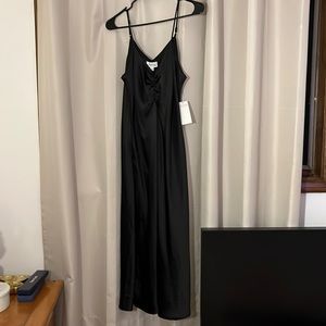 Tahari black satin dress